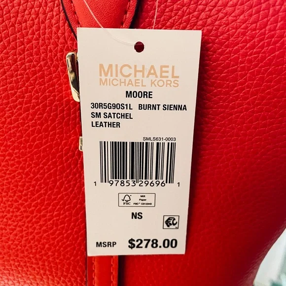 😎 NWT Michael Kors Moore Small Satchel. Genuine Leather. A POP of Spring Color! - Picture 6 of 6
